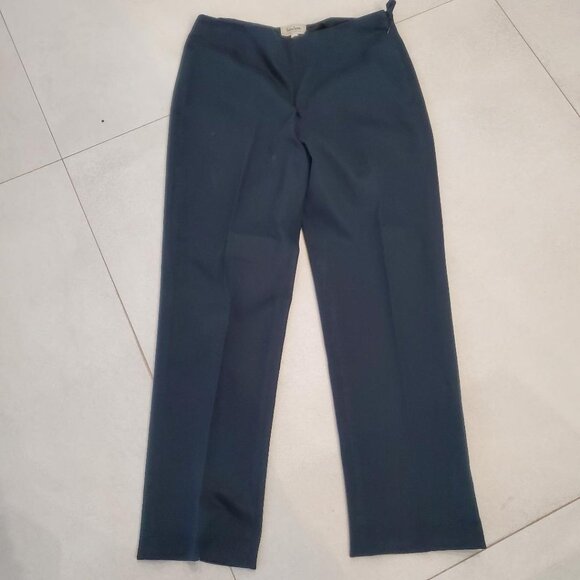 Neiman Marcus Navy Blue Vintage Flat Front Side Zip Ankle Length Stretch Pants10 - Picture 1 of 11
